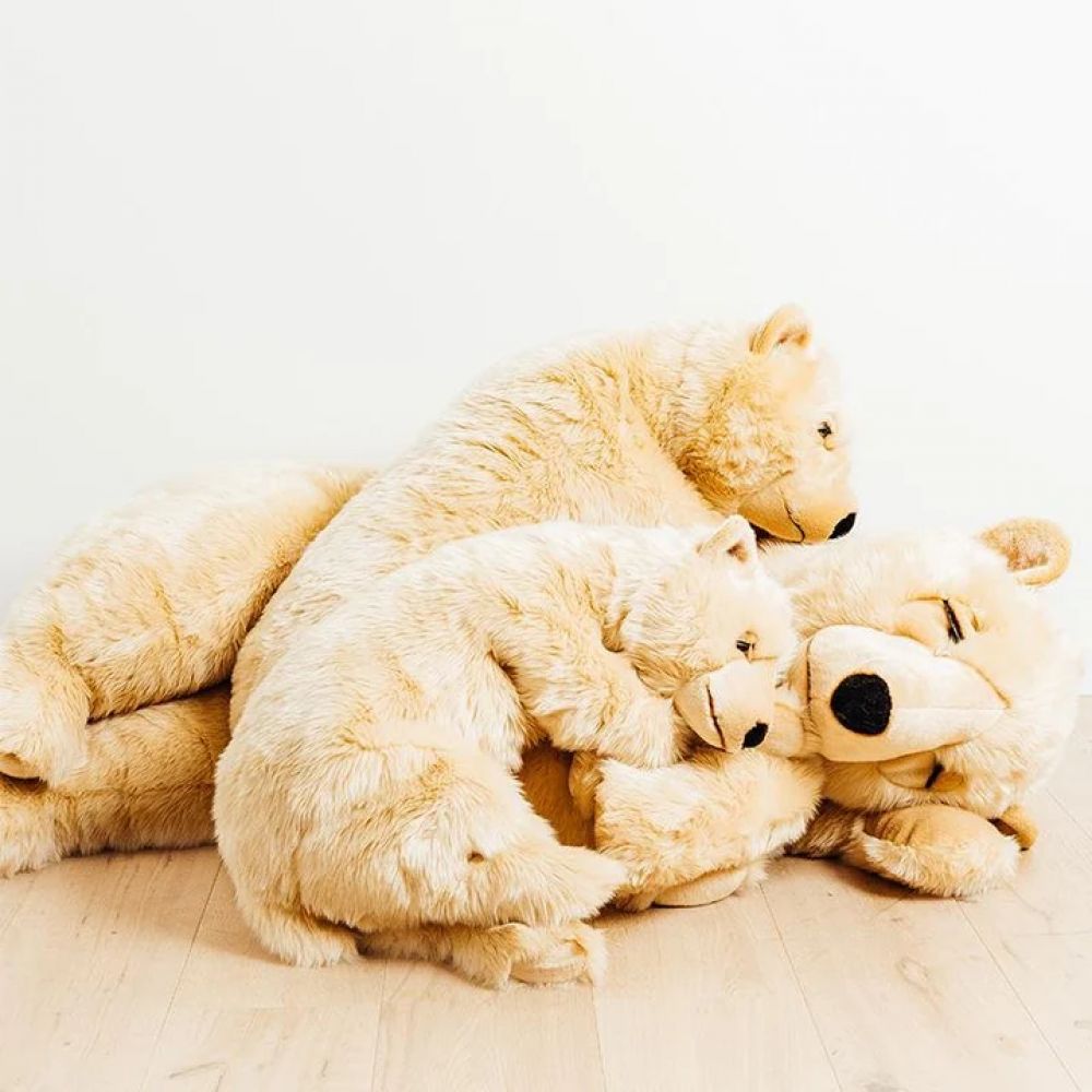 OURS LUCIEN DORMEUR MIEL 65 CM -La Pelucherie