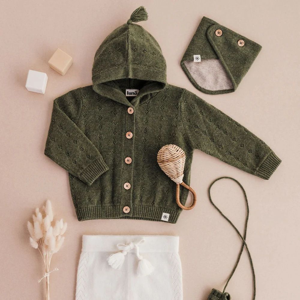 GILET BEBE EN CACHEMIRE - LUCA KAKI -Luno Tricot