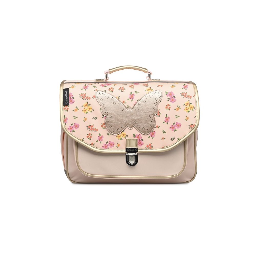 CARAMEL & CIE - CARTABLE MOYEN LIBERTY BUTTERFLY ROSE