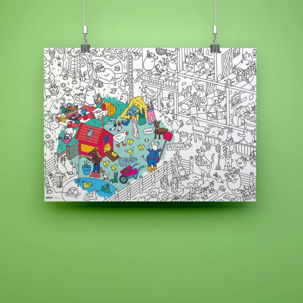 POSTER GEANT A COLORIER - CRAZY FARM