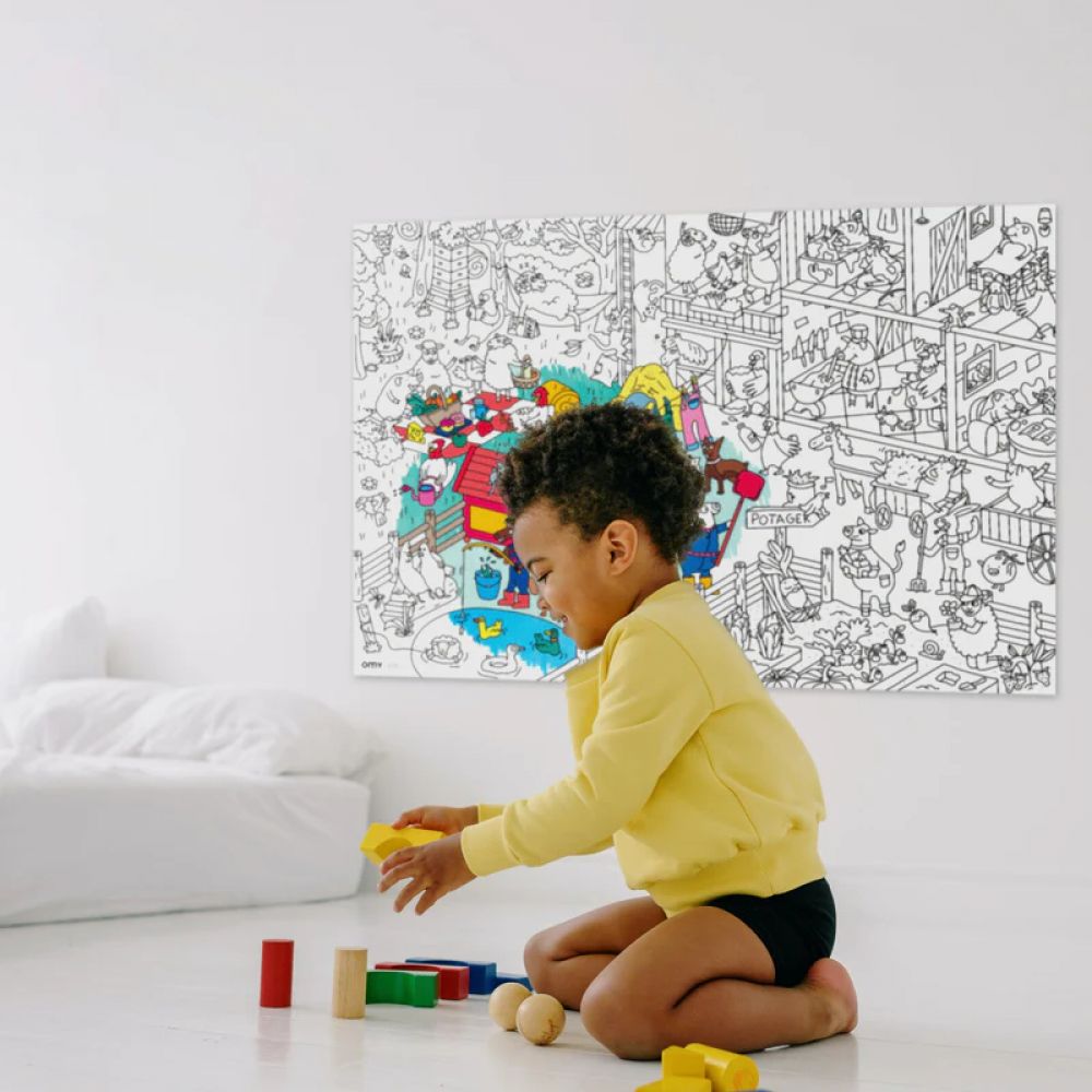 POSTER GEANT A COLORIER - CRAZY FARM