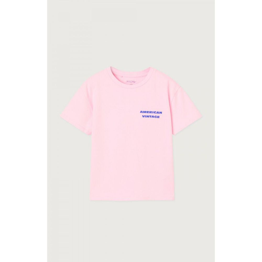 T-SHIRT DROIT MC COL ROND IMPRIME BABY PINK 7+