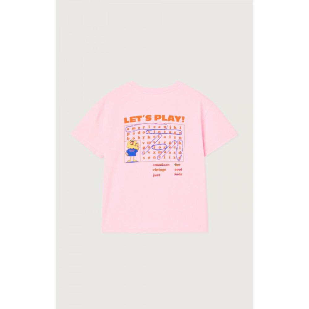 T-SHIRT DROIT MC COL ROND IMPRIME BABY PINK 7+