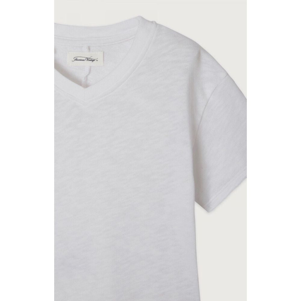 AMERICAN VINTAGE - T-SHIRT MC COL V BLANC 7+