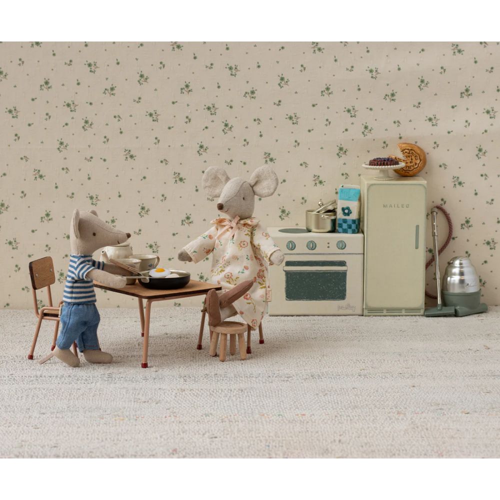 ENSEMBLE TABLE ET CHAISES SOURIS - POUDRE FONCE