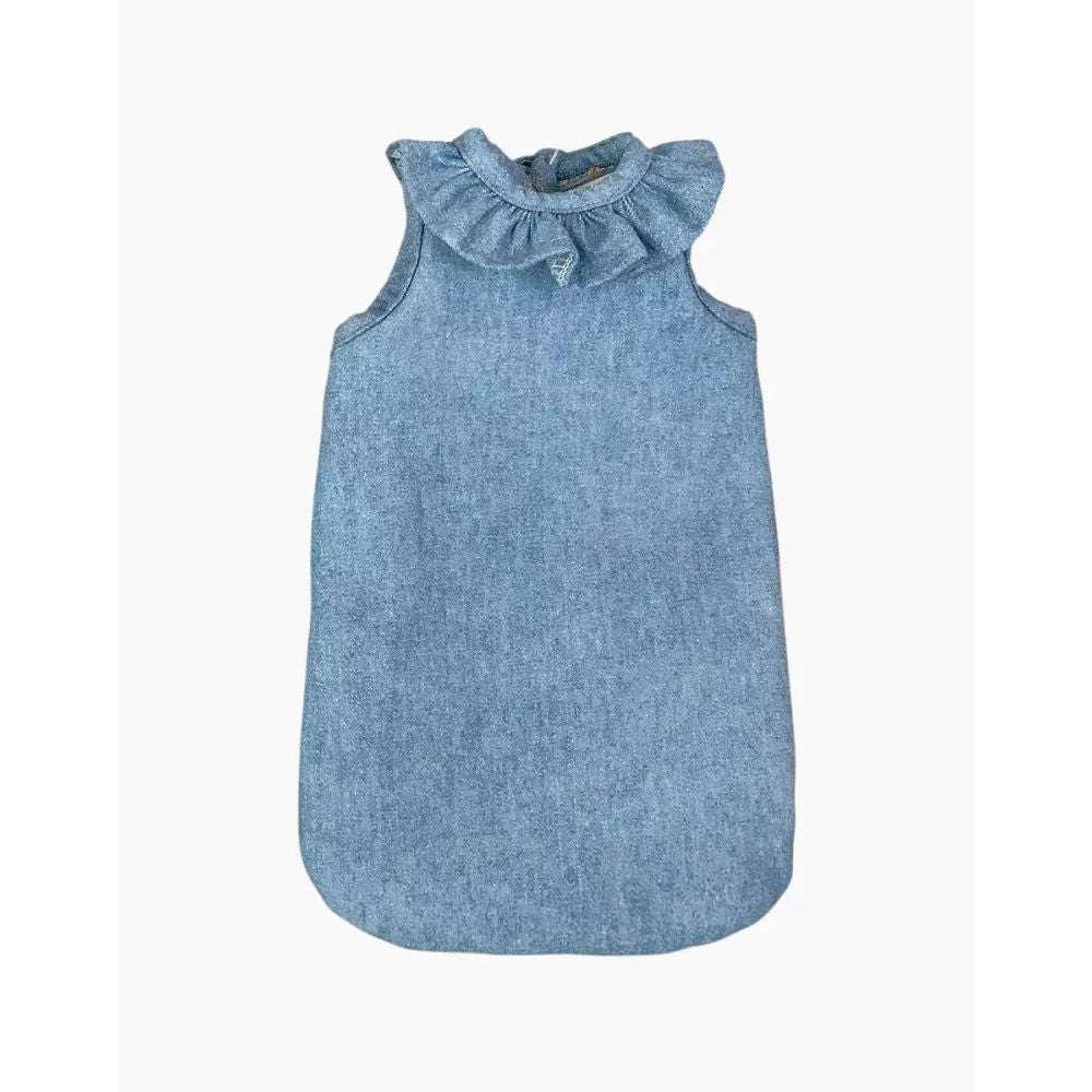 TURBULETTE POUPEE A COLLERETT EN JEAN BLEU CLAIR