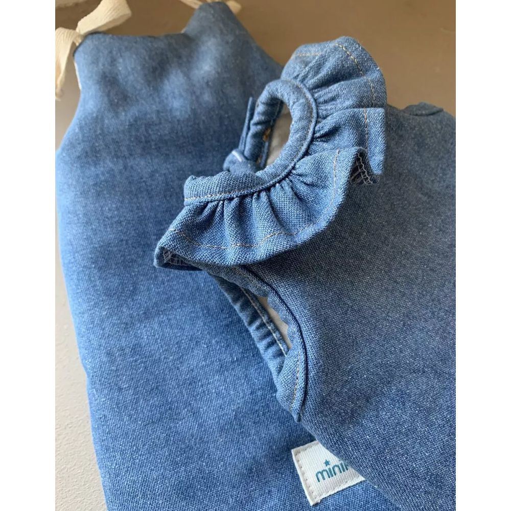 TURBULETTE POUPEE A COLLERETT EN JEAN BLEU CLAIR
