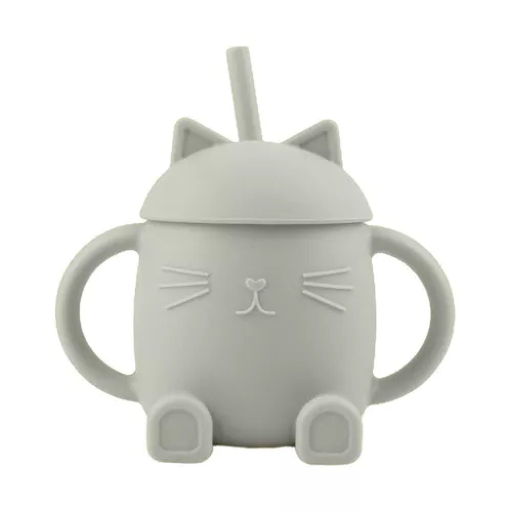 CHOO - TASSE AVEC PAILLE EN SILICONE CHATTY BLEU GLACIER