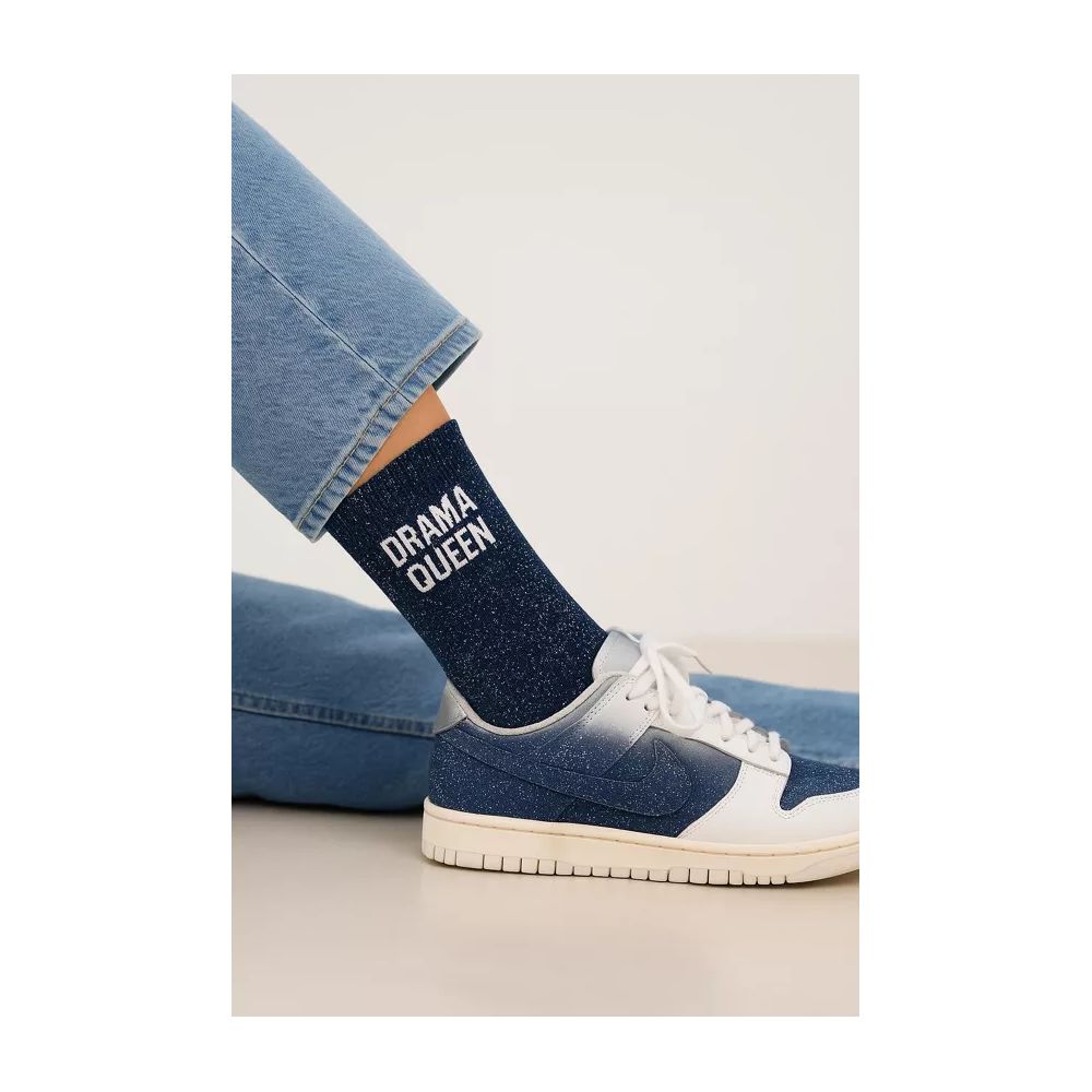 WOOM - CHAUSSETTES "DRAMA QUEEN" A PAILLETTES BLEU MARINE