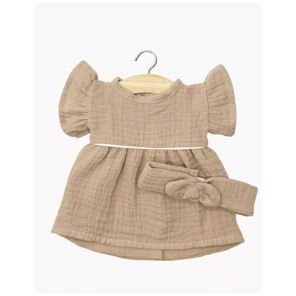 MINIKANE - GORDIS - ROBE DAISY ET SON HEADBAND A NOEUD RON EN GAZE DE COTON MOKA