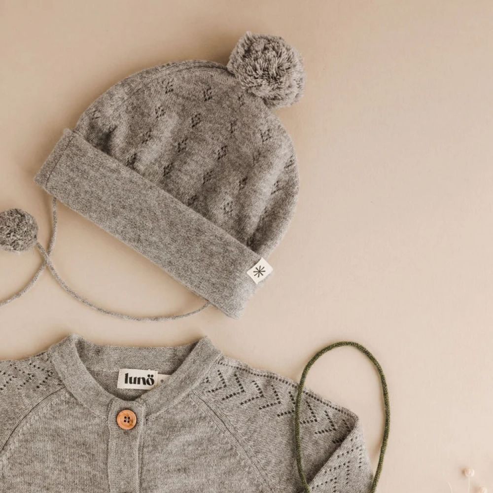 LUNO TRICOT - BONNET BEBE EN CACHEMIRE - CHARLOTTE GRIS