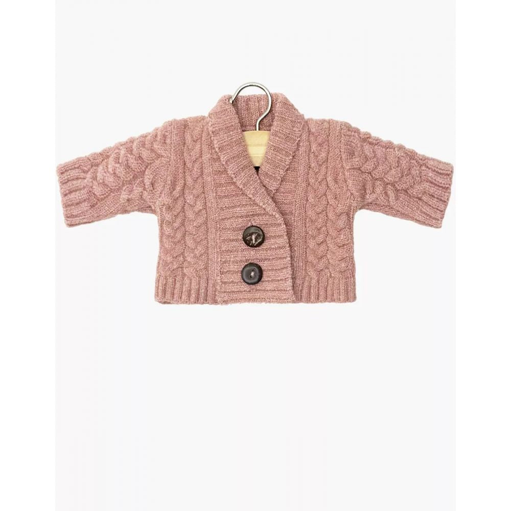 GILET GIL EN TRICOT ROSE THE ET SON POCHON -Minikane