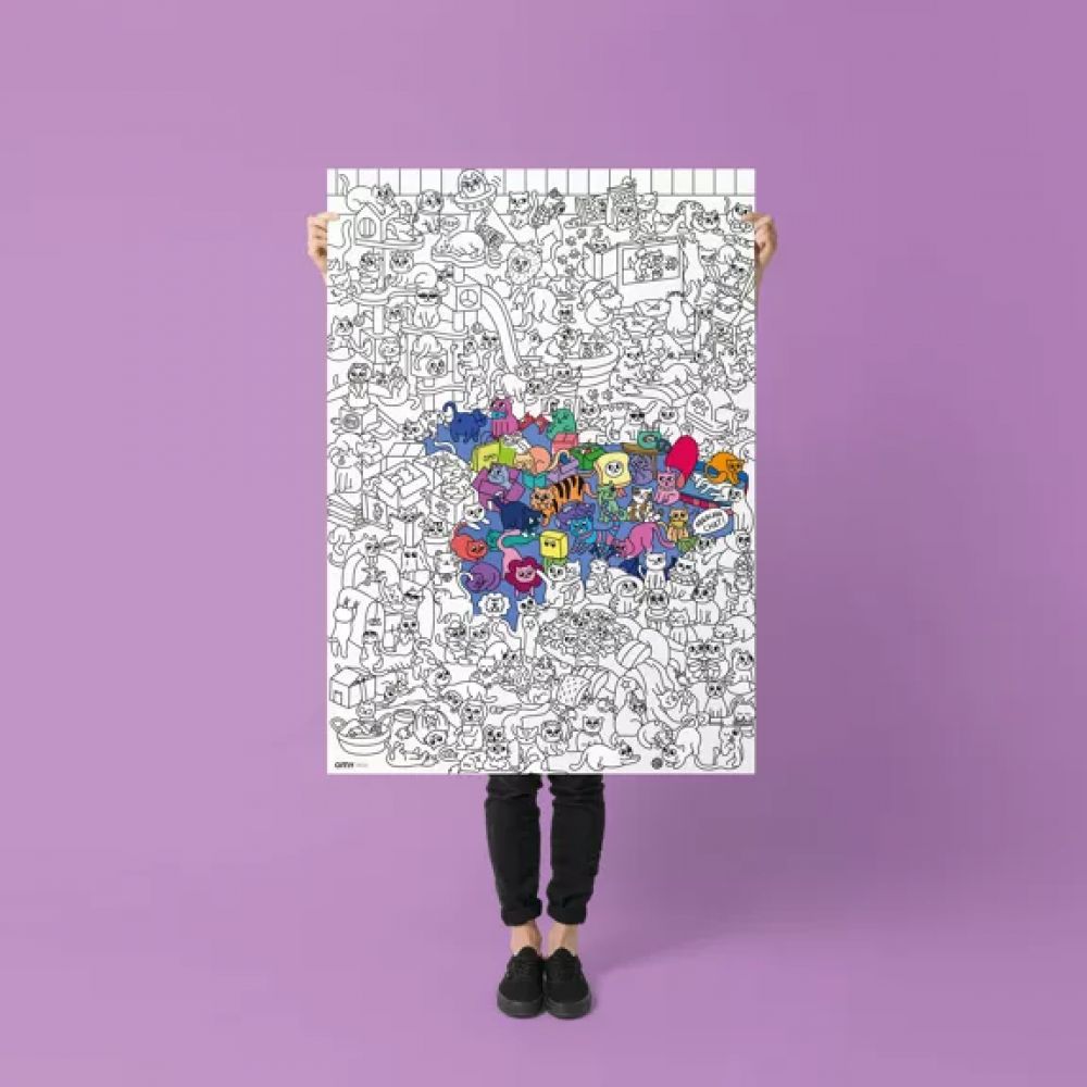 POSTER GEANT A COLORIER - KITTY -Omy