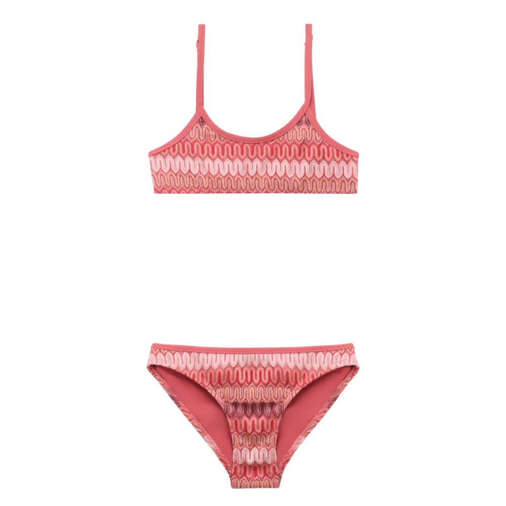 MAILLOT FILLE 2 PIECES SUNSET CROCHET CORAIL -Lison Paris