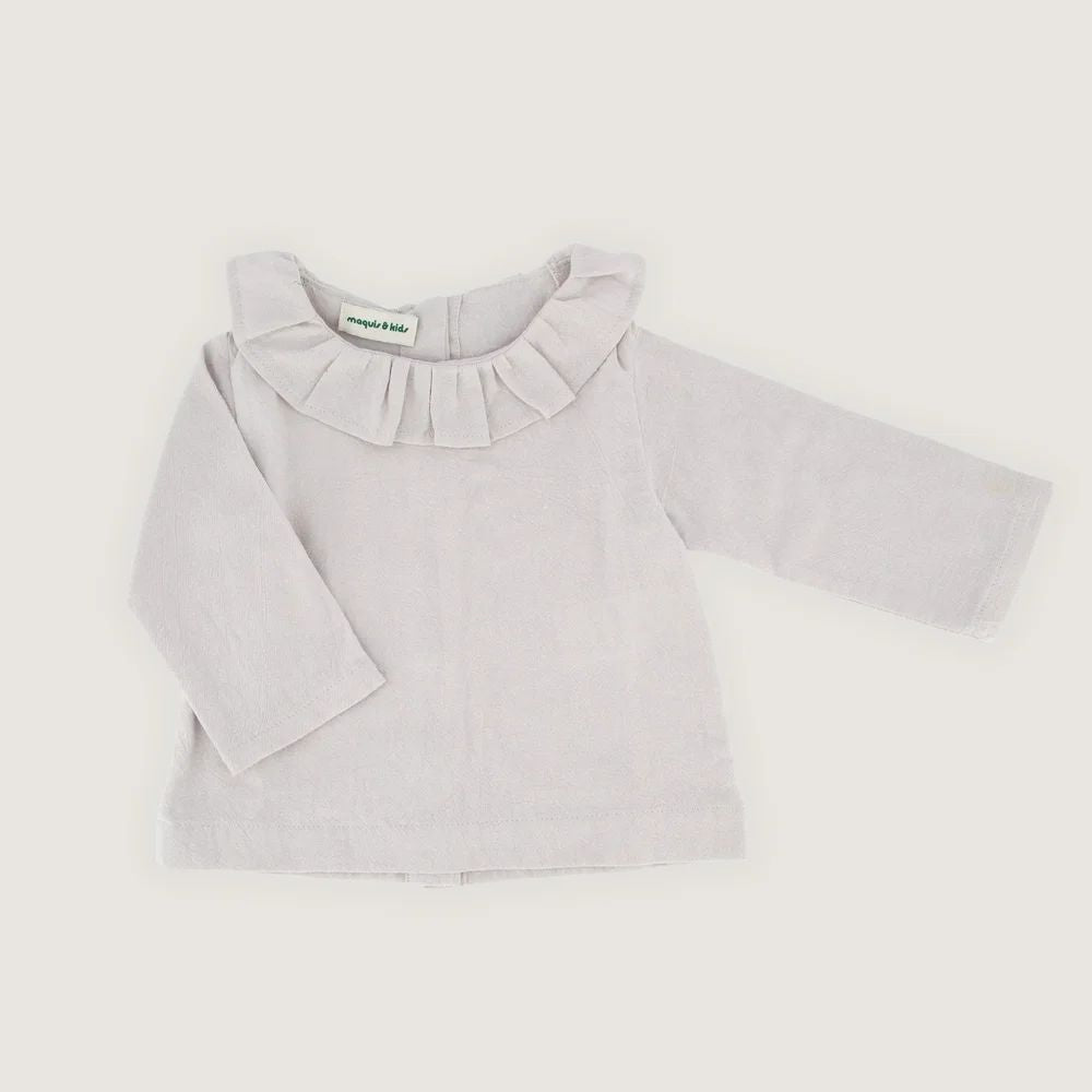 CHEMISIER COL VOLANTEE - ANALIA - GRIS LUNE -Maquis & Kids