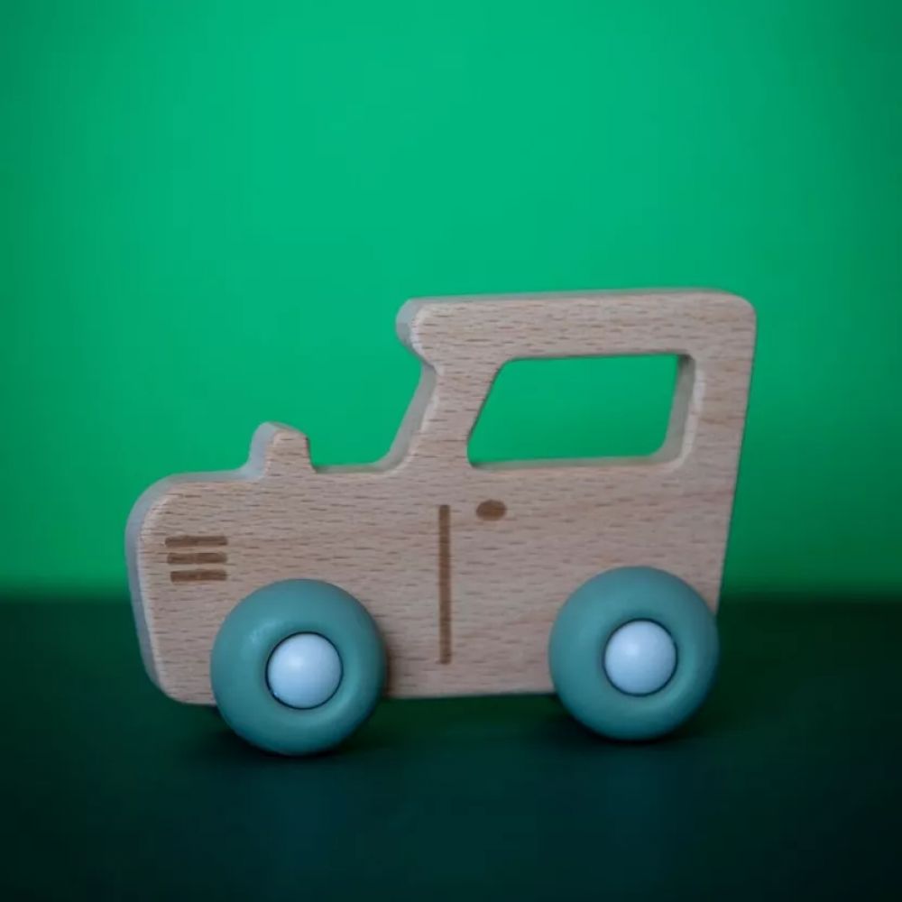 TRACTEUR EN BOIS VERT -Petikids