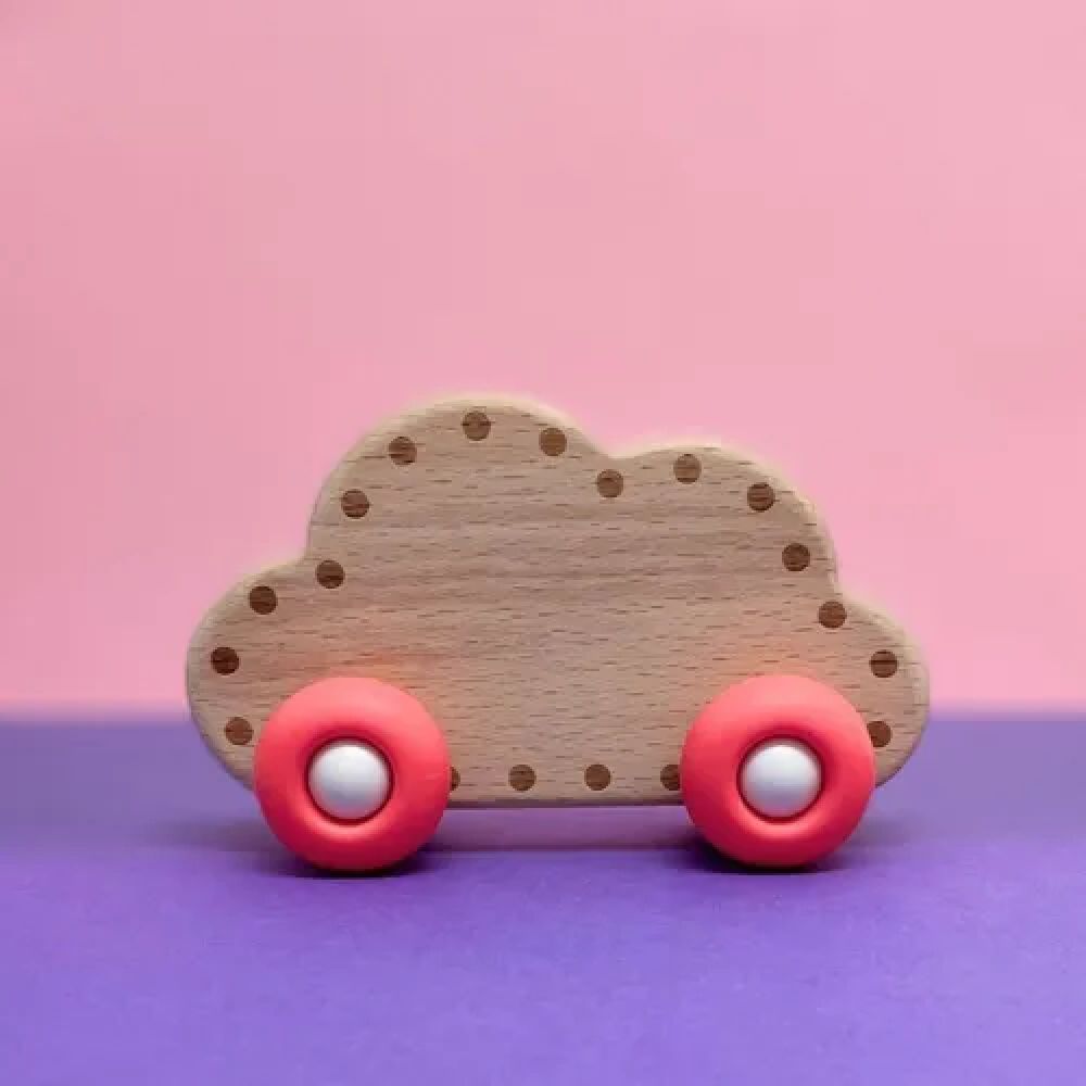 VOITURE EN BOIS ET SILICONE ROSE -Petikids