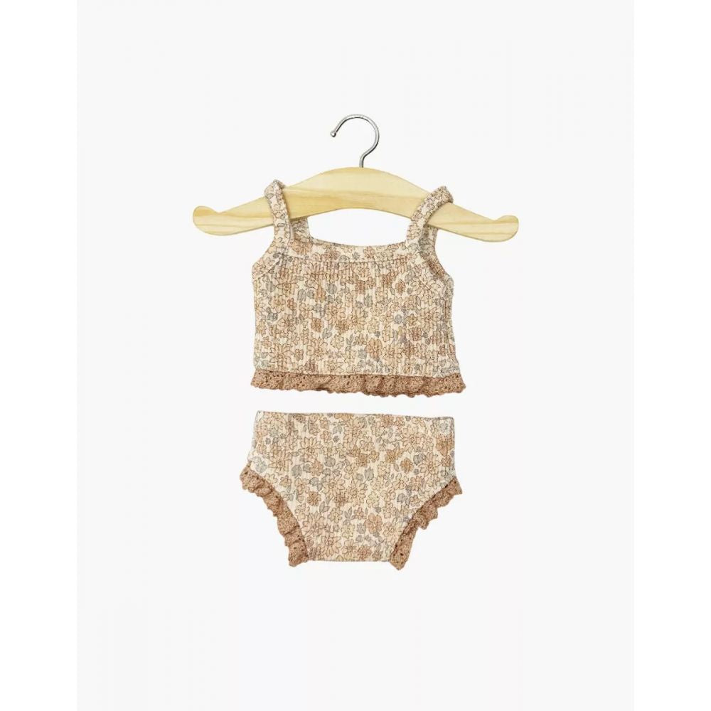 GORDIS - DESSOUS FILLE EN MAILLE COTELEE PETITES FLEURS CACAO ET SA DENTELLE -Minikane