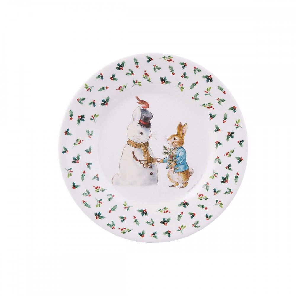 ASSIETTE À DESSERT PIERRE LAPIN NEIGE NOËL Ø20cm -Pierre Lapin
