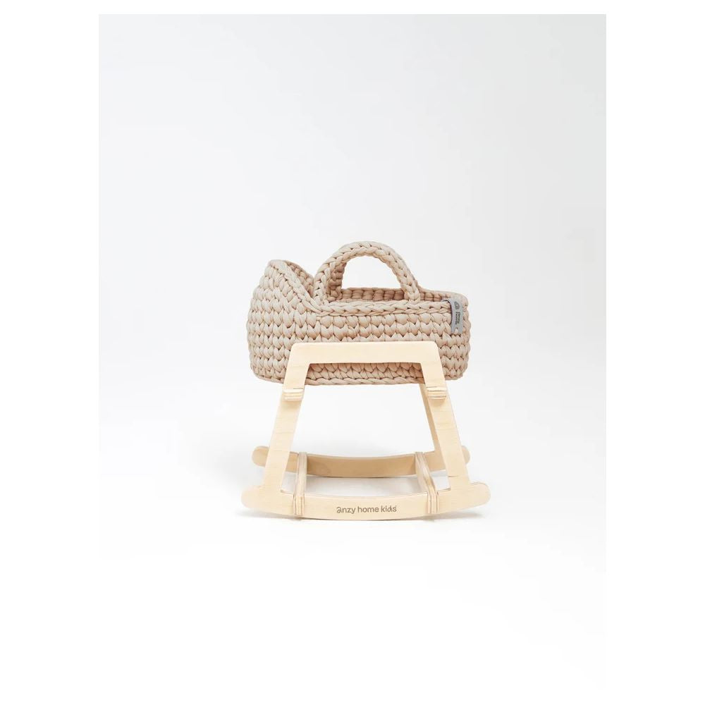 MINI COUFFIN BEIGE POUR POUPEE AVEC SUPPORT A BASCULE -Anzy Home