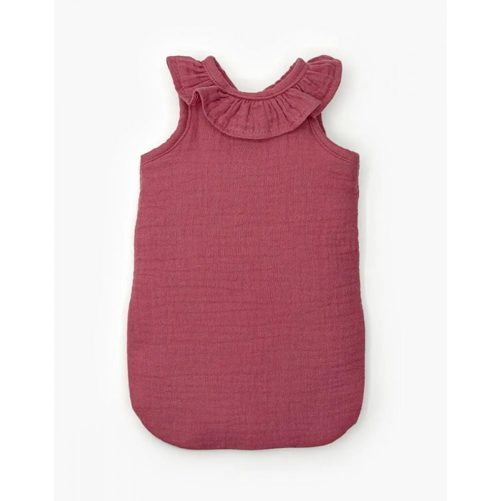 TURBULETTE A COLLERETTE EN GAZE DE COTON FRAMBOISE -Minikane