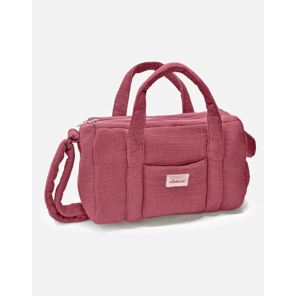 SAC A LANGER EN GAZE DE COTON FRAMBOISE -Minikane