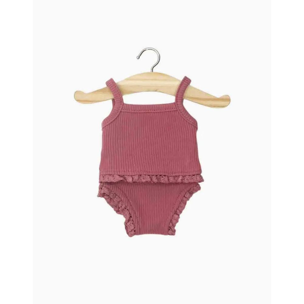 GORDIS - LES P'TITS BASIQUES - DESSOUS FILLE EN MAILLE COTELEE FRAMBOISE ET SA DENTELLE -Minikane