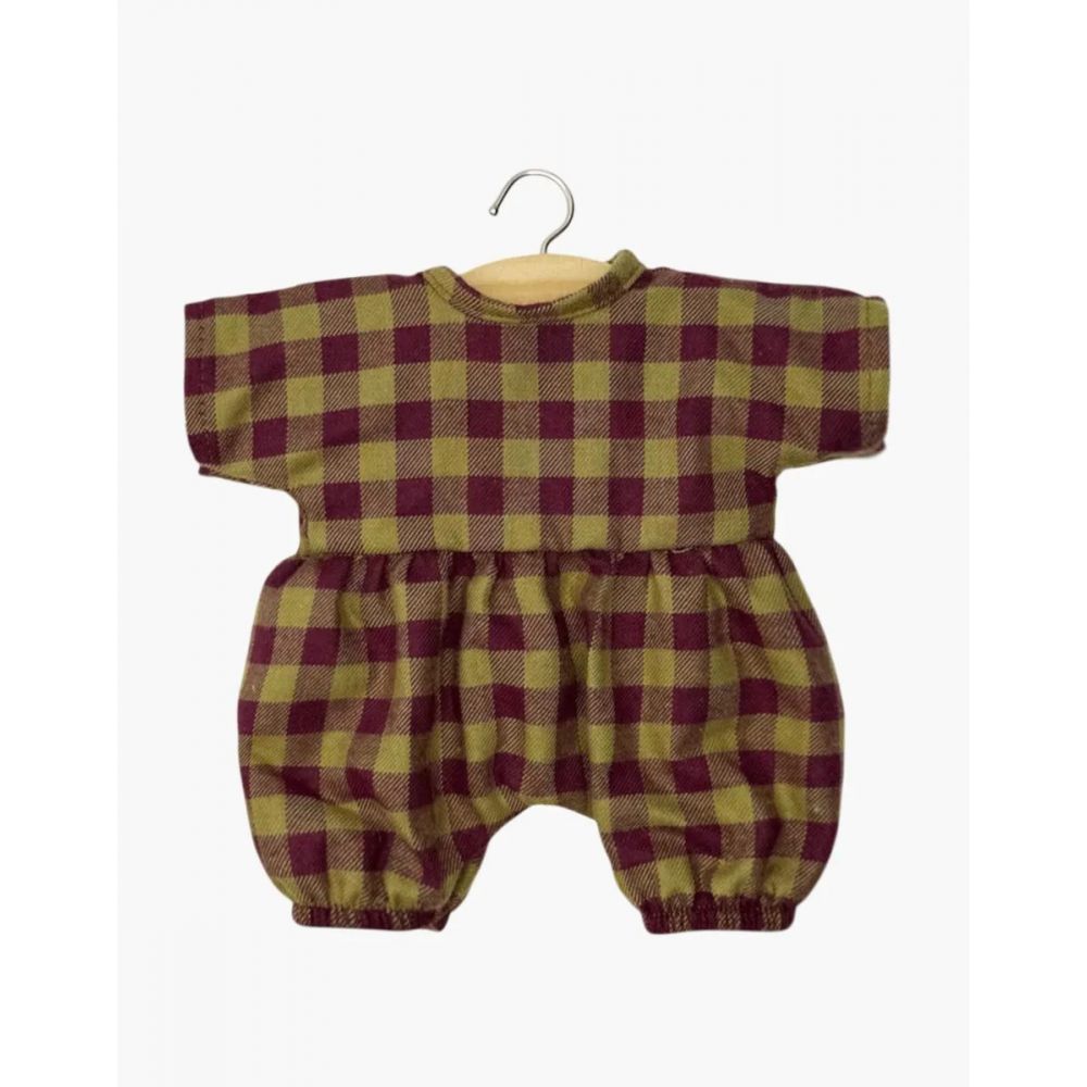 BABIES - BARBOTEUSE NOA ET SON BEGUIN EN FLANELLE VICHY OLIVE -Minikane