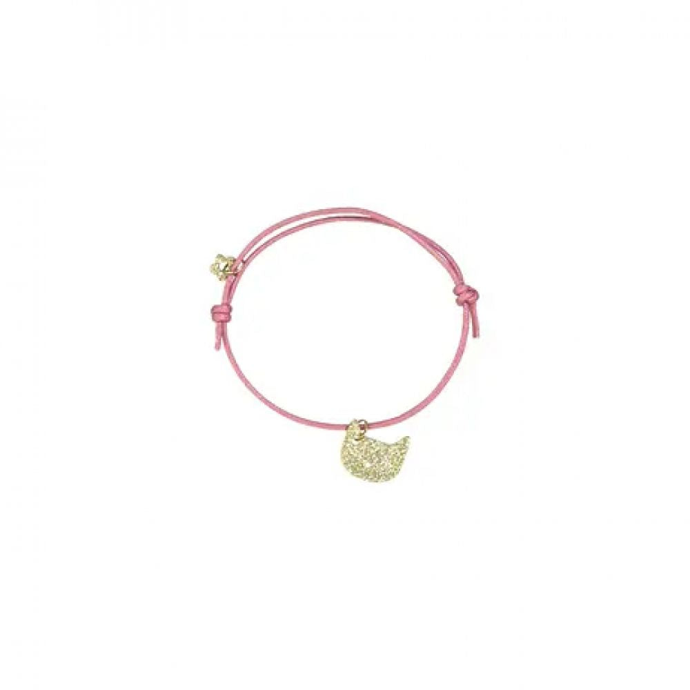 BRACELET CHAT DORE FIL ROSE -Obi-Obi