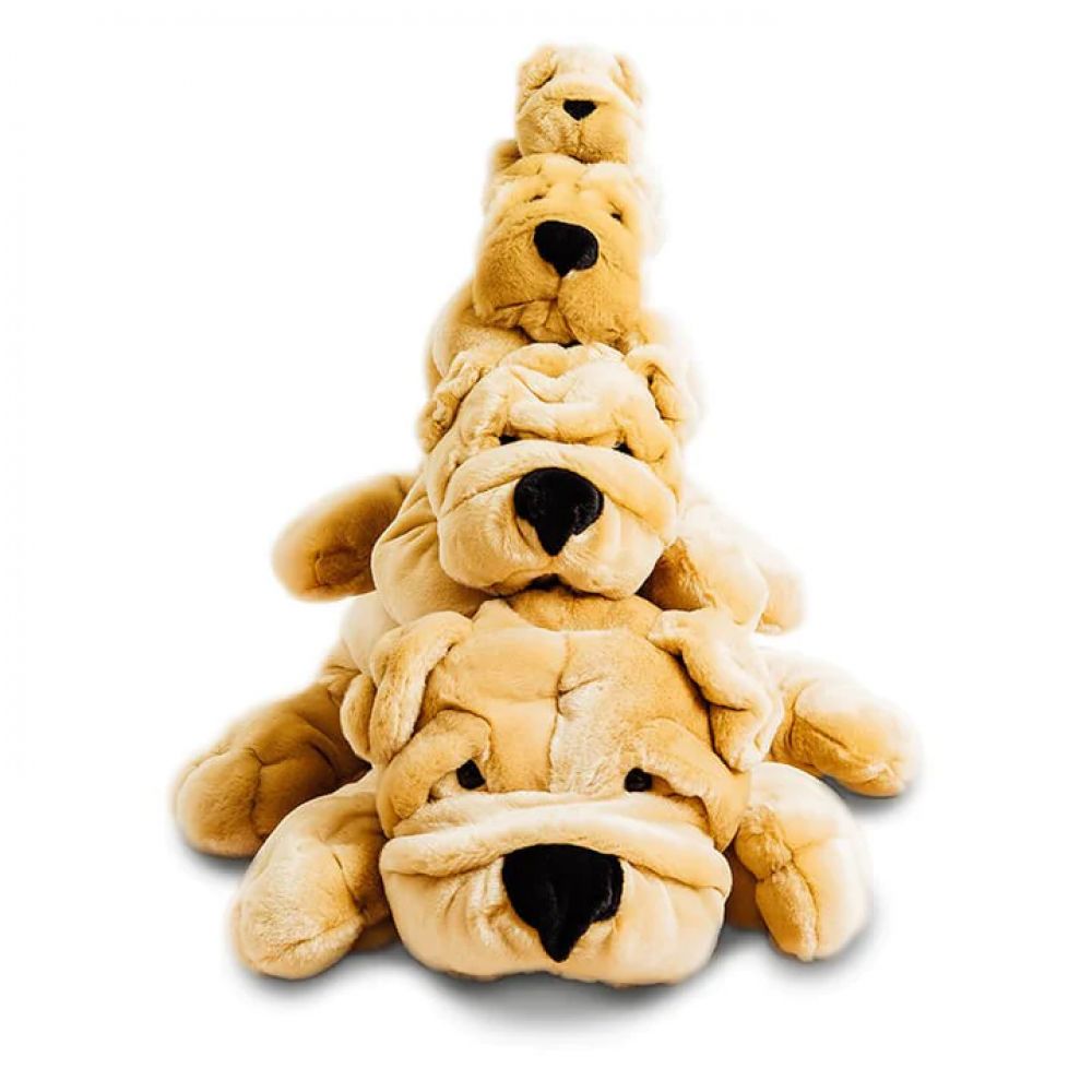 CHIEN HECTOR PLISSE MIEL 35 CM -La Pelucherie