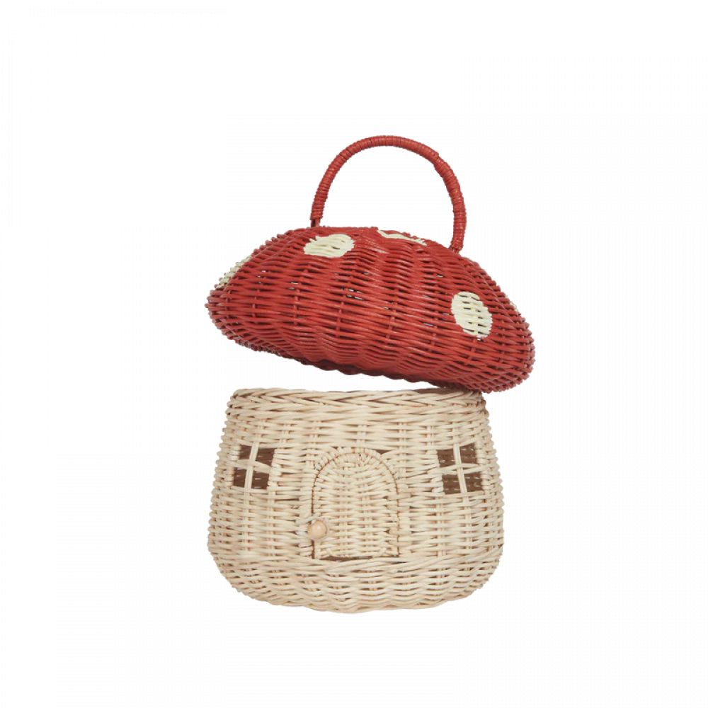 OLLI ELLA - RATTAN MUSHROOM BASKET RED