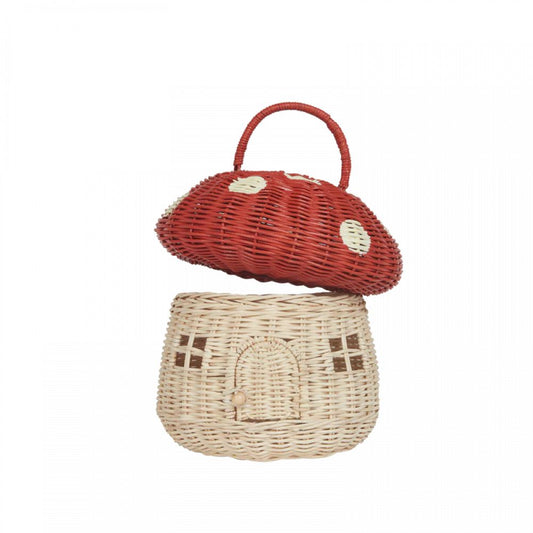 OLLI ELLA - RATTAN MUSHROOM BASKET RED