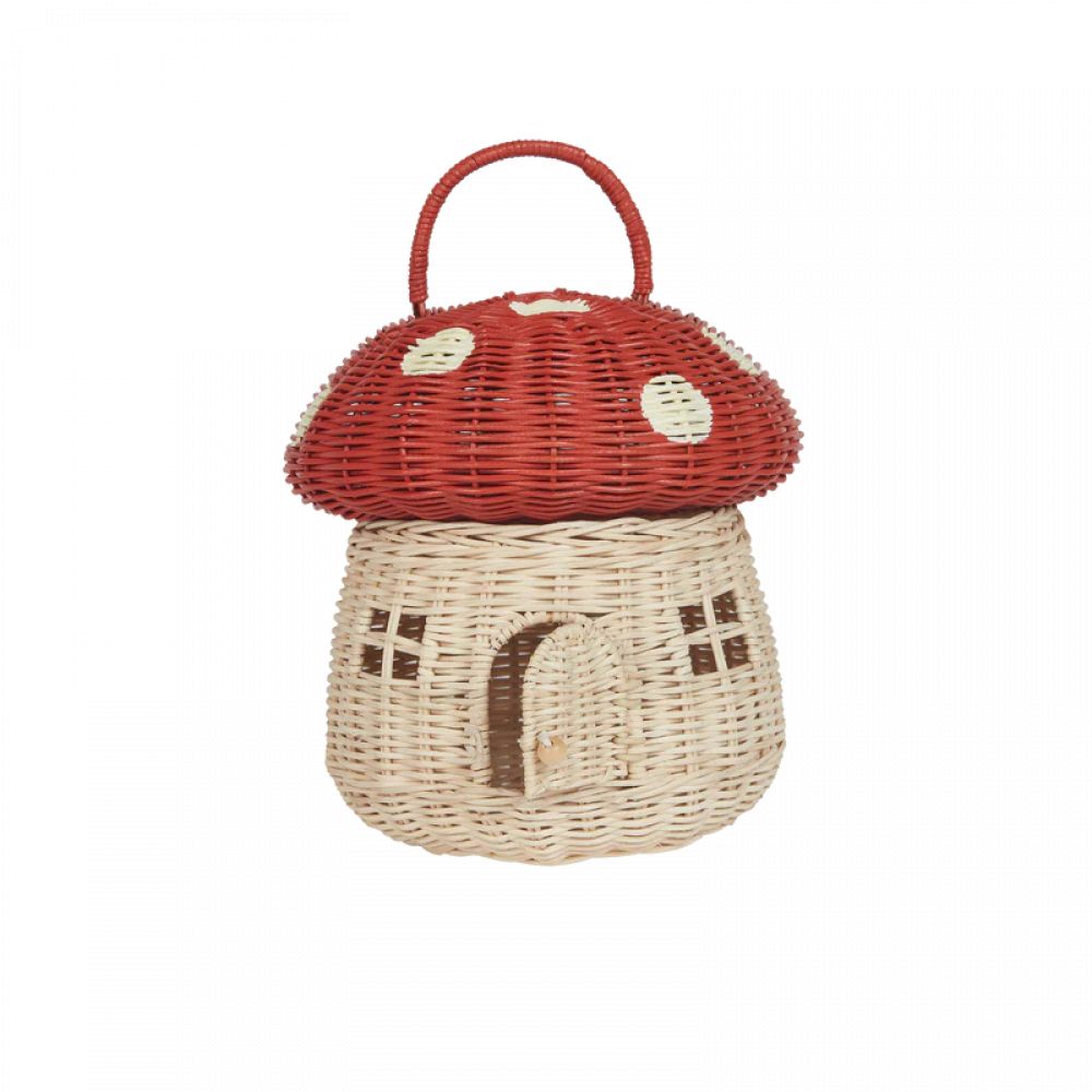 OLLI ELLA - RATTAN MUSHROOM BASKET RED