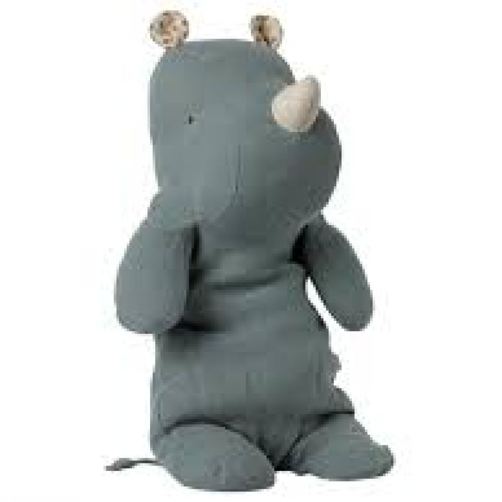 MAILEG - SAFARI FRIENDS, RHINO, MEDIUM - DUSTY BLUE