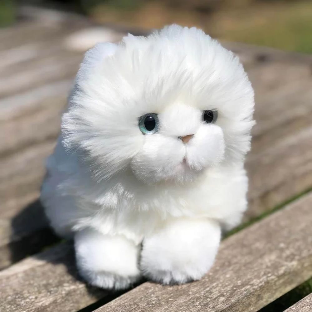 CHAT OSCAR POIL LONG BLANC 20 CM -La Pelucherie