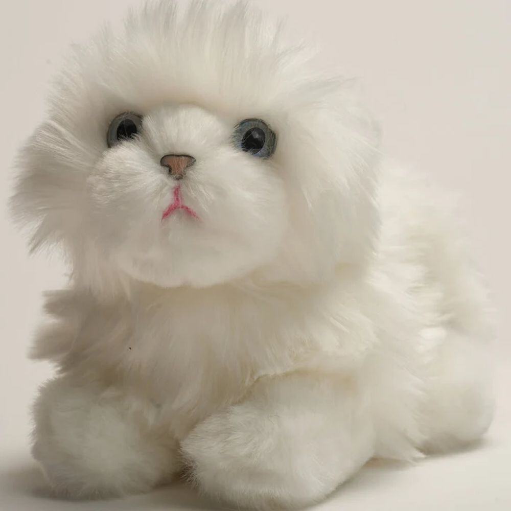 CHAT OSCAR POIL LONG BLANC 20 CM -La Pelucherie