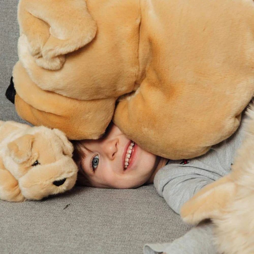 LA PELUCHERIE - CHIEN HECTOR PLISSE MIEL 65 CM