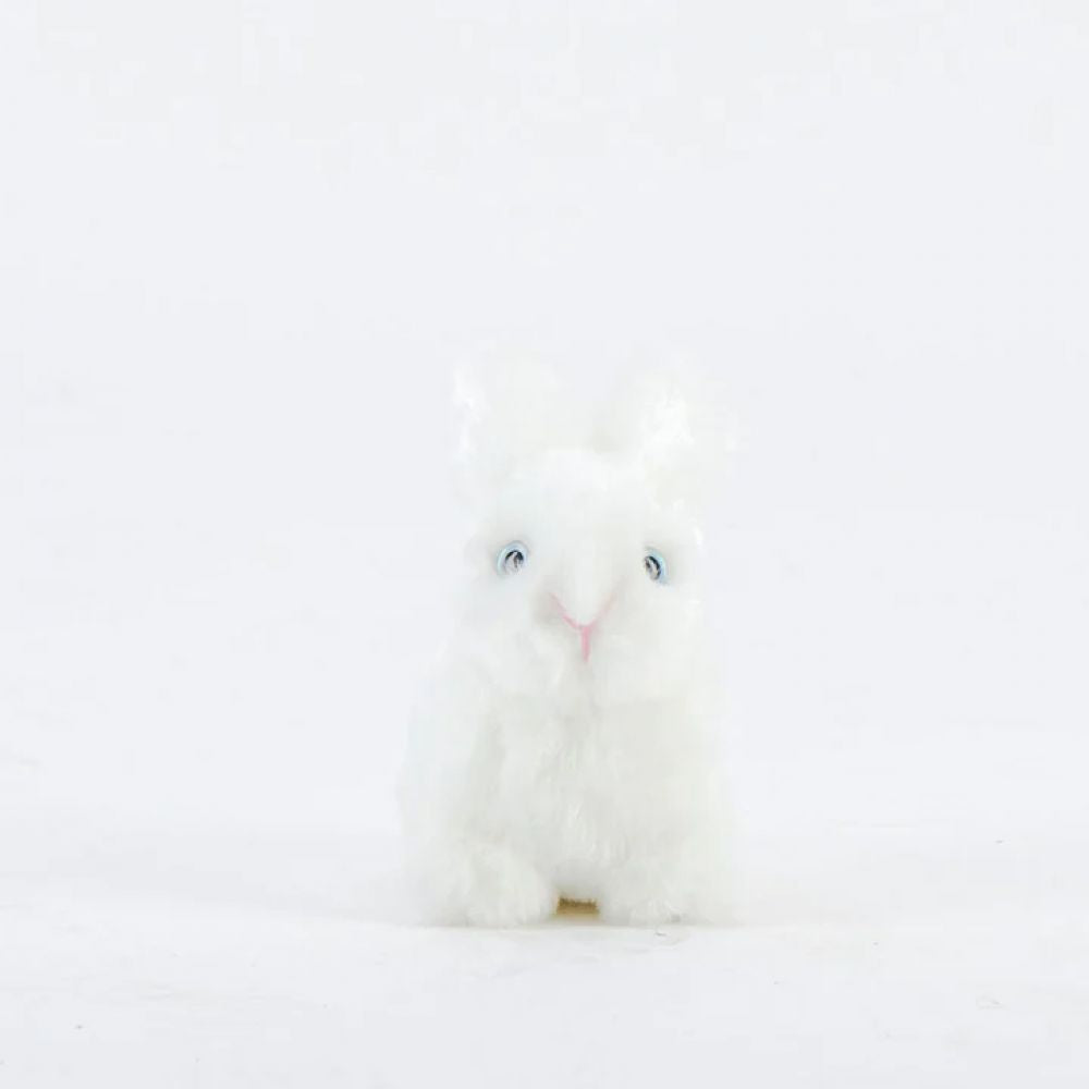 LA PELUCHERIE - LAPIN LEON ASSIS BLANC 15 CM