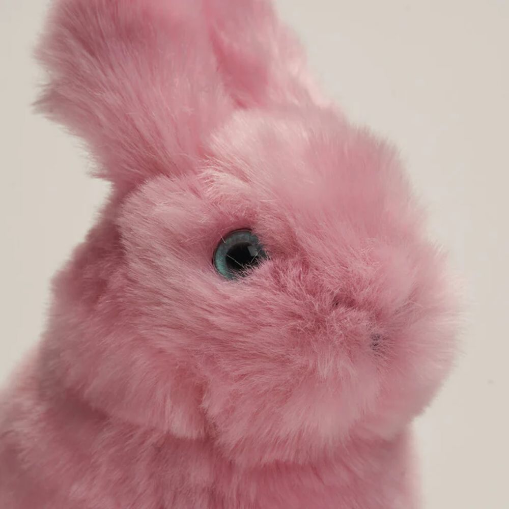 LA PELUCHERIE - LAPIN LEON ASSIS ROSE 15 CM