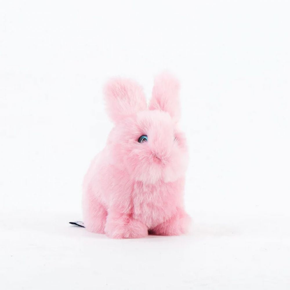 LA PELUCHERIE - LAPIN LEON ASSIS ROSE 15 CM