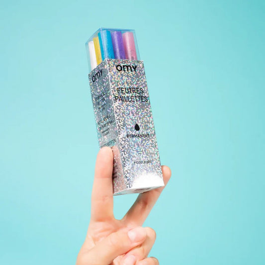 BOITE DE 9 FEUTRES GLITTER