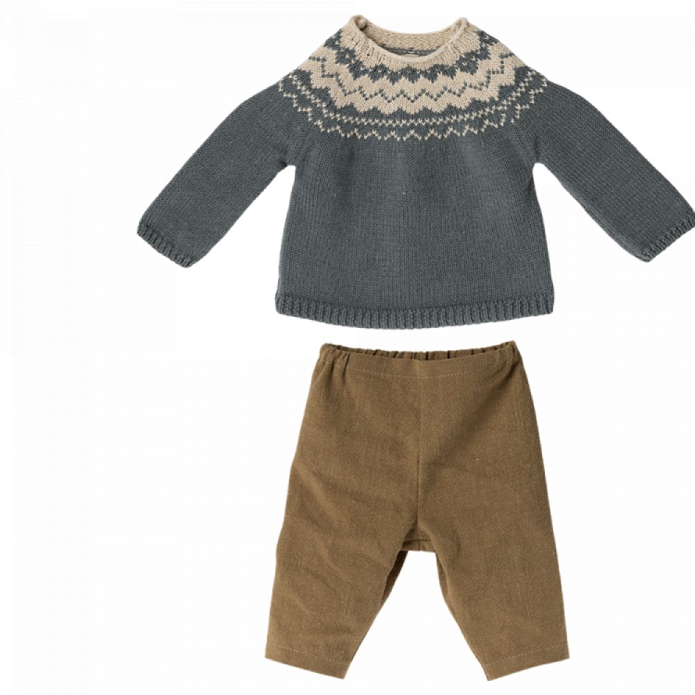 MAILEG - LAPIN TAILLE 5, PANTALON ET TRICOT BLEU