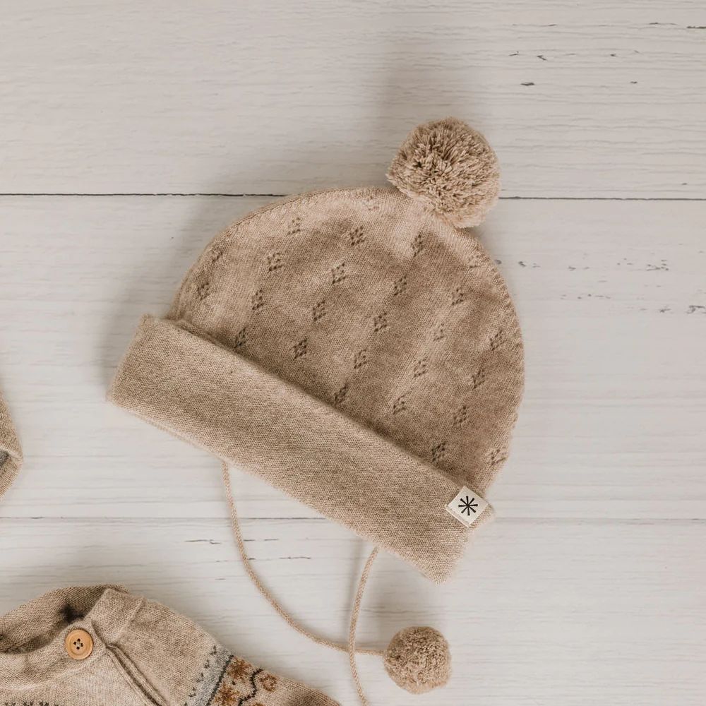 BONNET BEBE EN CACHEMIRE - CHARLOTTE BEIGE -Luno Tricot