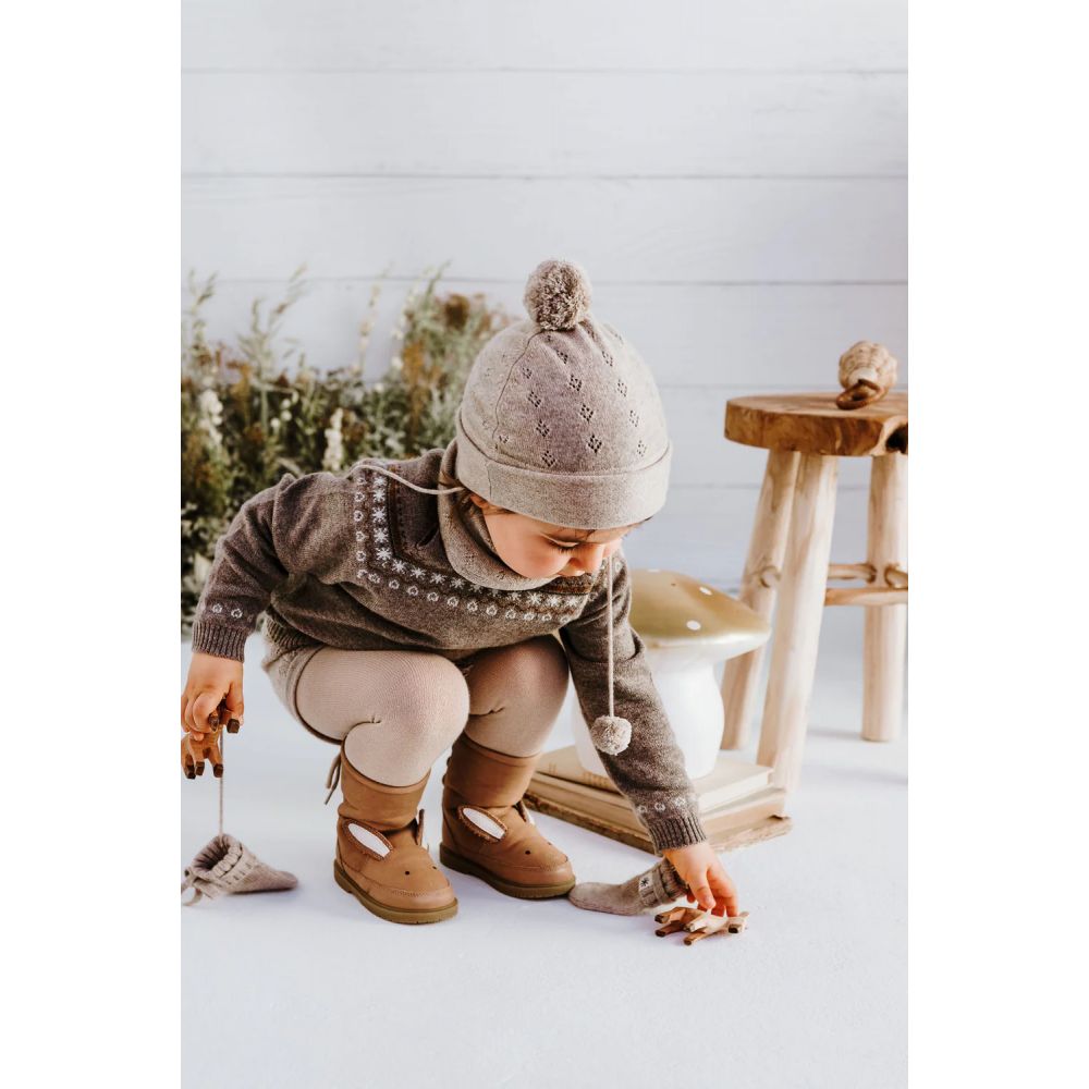 LUNO TRICOT - BONNET BEBE EN CACHEMIRE - CHARLOTTE BEIGE
