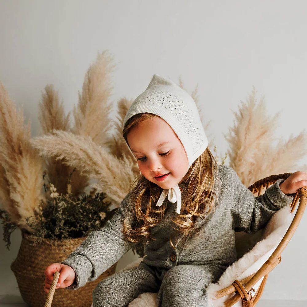 BONNET BEBE EN CACHEMIRE - PENELOPE BLANC -Luno Tricot
