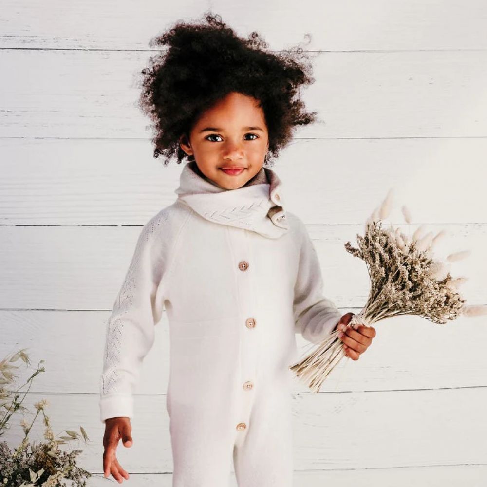 LUNO TRICOT - ECHARPE BEBE EN CACHEMIRE - PENELOPE BLANCHE DOUBLEE