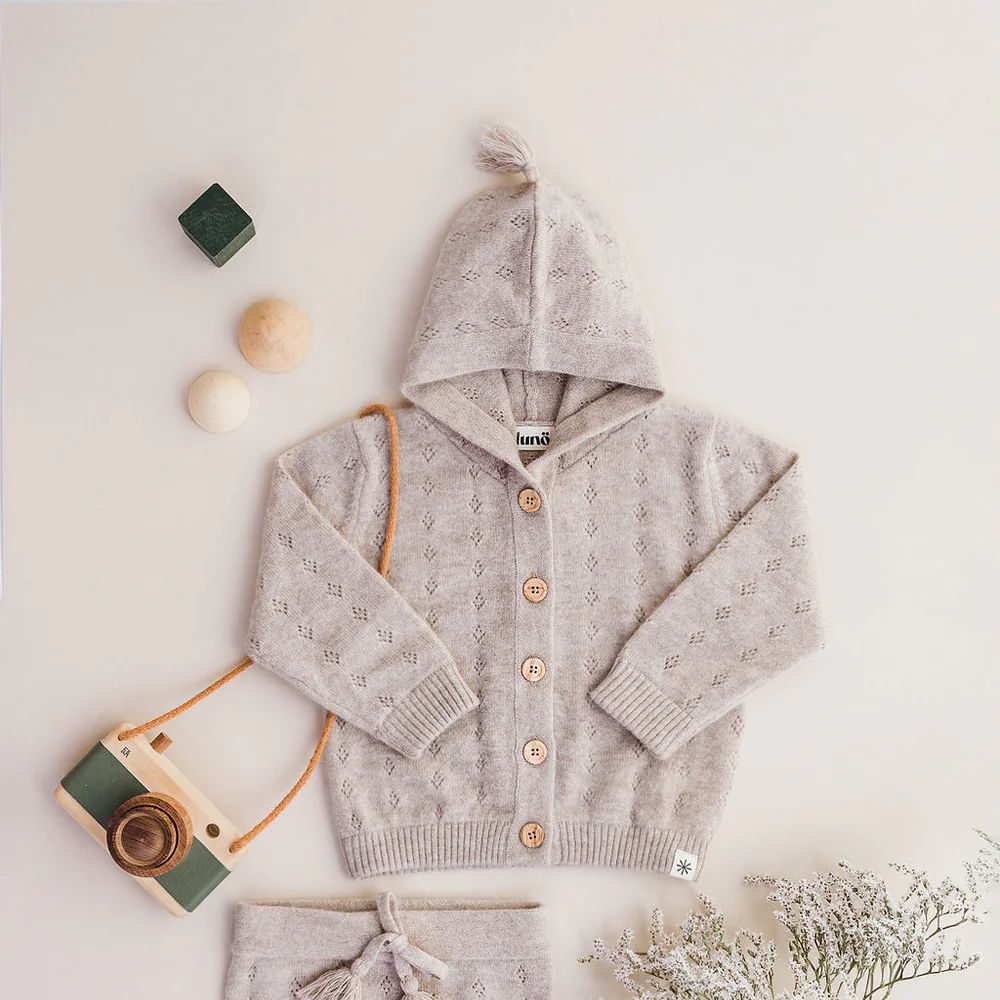GILET BEBE EN CACHEMIRE - LUCA BEIGE -Luno Tricot