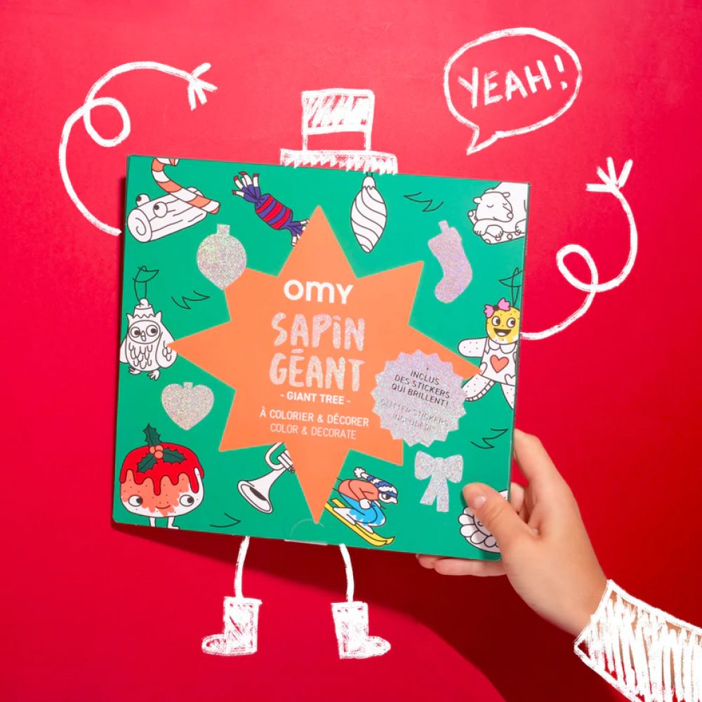 POSTER GEANT A COLORIER - SAPIN GEANT + STICKERS -Omy