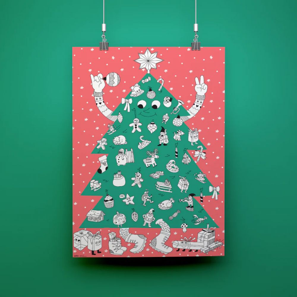POSTER GEANT A COLORIER - SAPIN GEANT + STICKERS -Omy