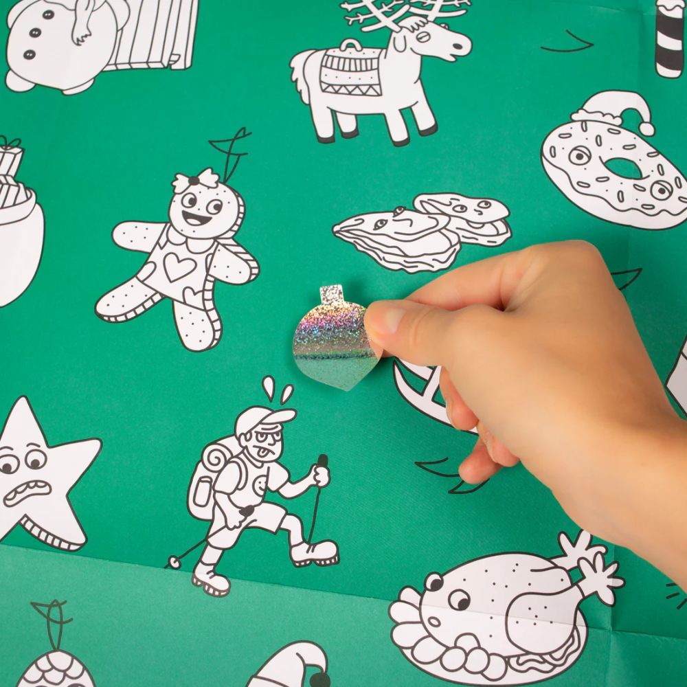 POSTER GEANT A COLORIER - SAPIN GEANT + STICKERS -Omy